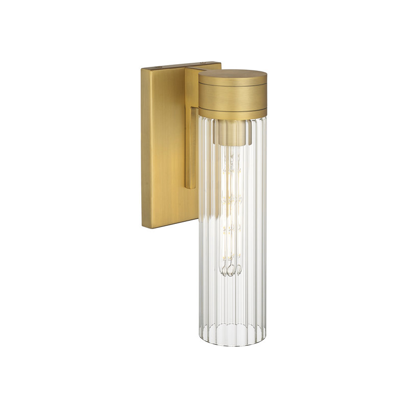 Loreatha Steel Armed Sconce, Brushed Brass, Clear, 12.63" H x 5.5" W x 3.13" D