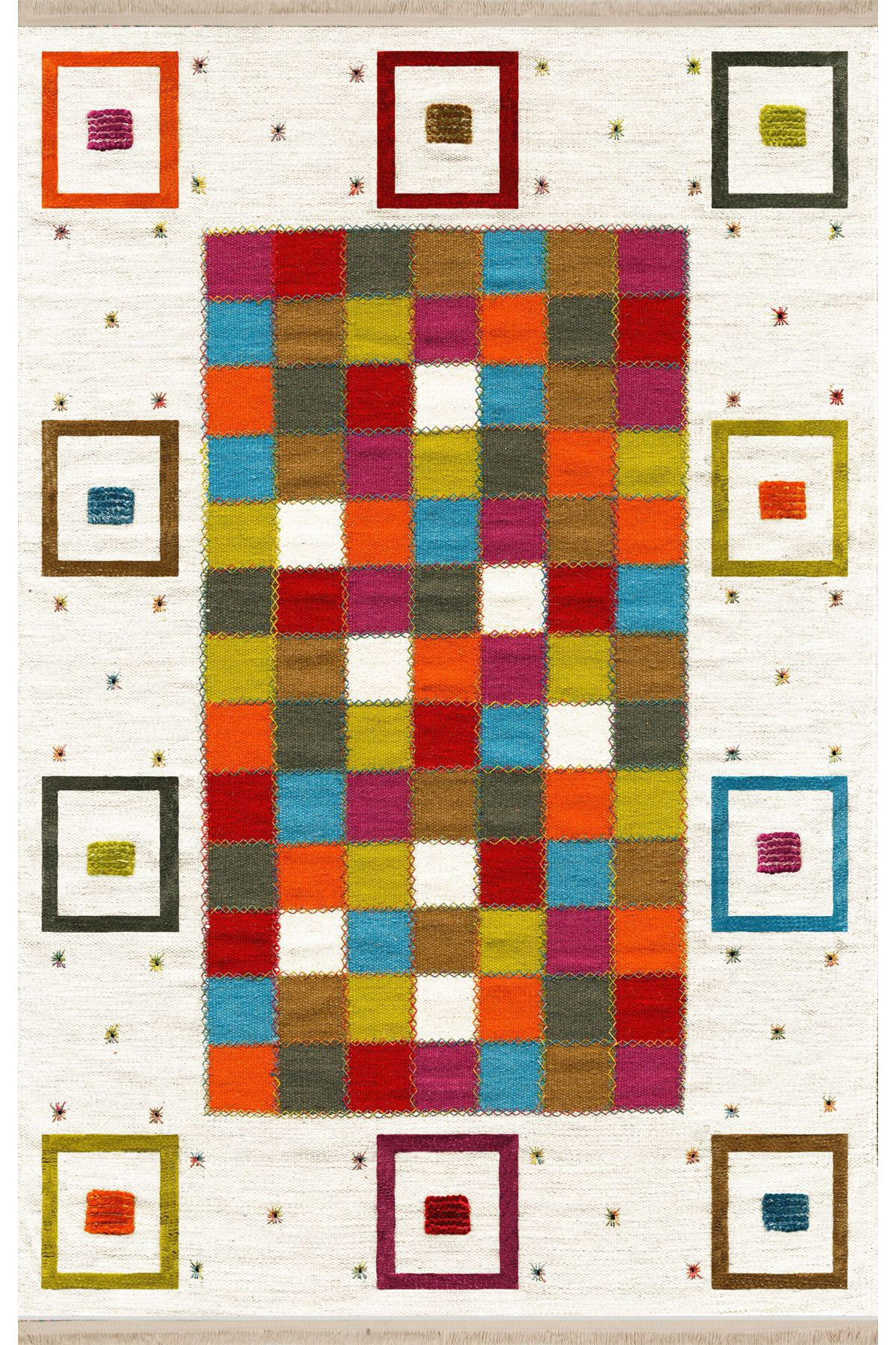 Orren Ellis Multi Color Geometric Square Pattern Modern Decorative ...