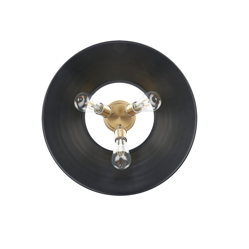 Plafonnier encastré 3 lumières Weatherford, Bronze champagne brossé, Noir mat