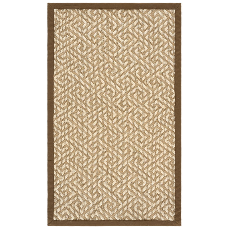 Jaquavion Sisal With Latex Geometric Rug, Rectangle 3' x 5'
