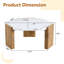 Table basse de 31 pouces, pentagonale, blanche, plateau de table imitant le marbre réaliste, support en placage de bois triangulaire, support de 250 lb