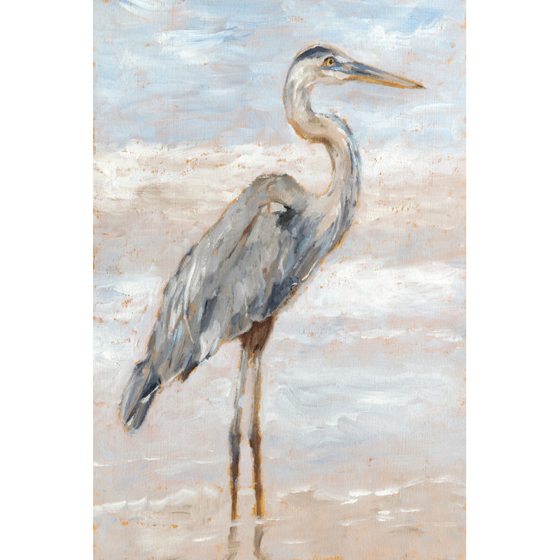 Beach Heron I - impression, H 18 po x l 12 po, No, Cadre flottant érable