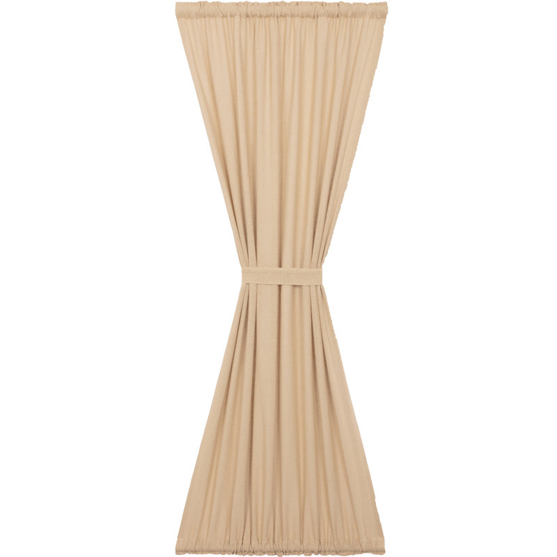 Panneau de rideau simple semi-diaphane avec passe-tringle Knarr, Beige foncé rétro