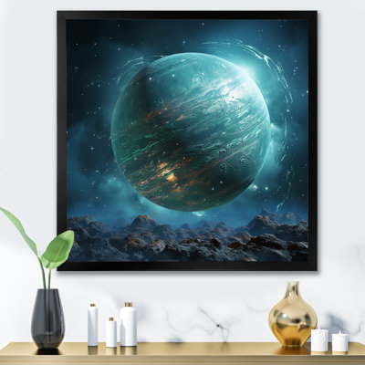 Planète orbitale sarcelle noire - reproduction sur toile