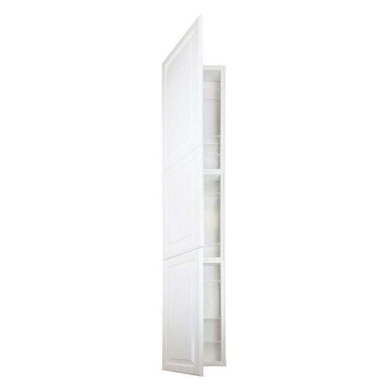 Ciara Raised Recessed Frameless 3 Door Medicine Cabinet with Adjustable Shelves, White