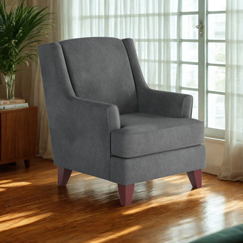 Fauteuil à oreilles l 32 po Venton, Polyester asphalte Bella