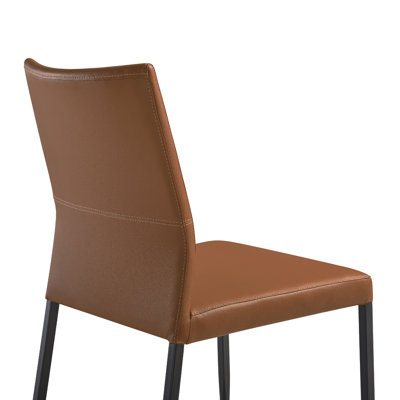 Chaises de salle à manger modernes sans accoudoirs en similicuir Jiskly avec pieds en métal noir