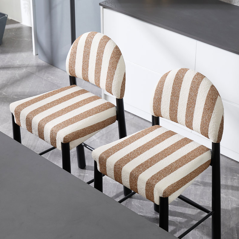 Upholstered 26.4'' Linen Counter Stool With Solid Wood Frame (Set of 2)