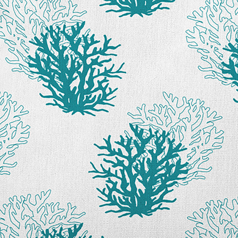 Coussin décoratif intérieur / extérieur Coral, Denim / blanc, H 18 po x l 18 po