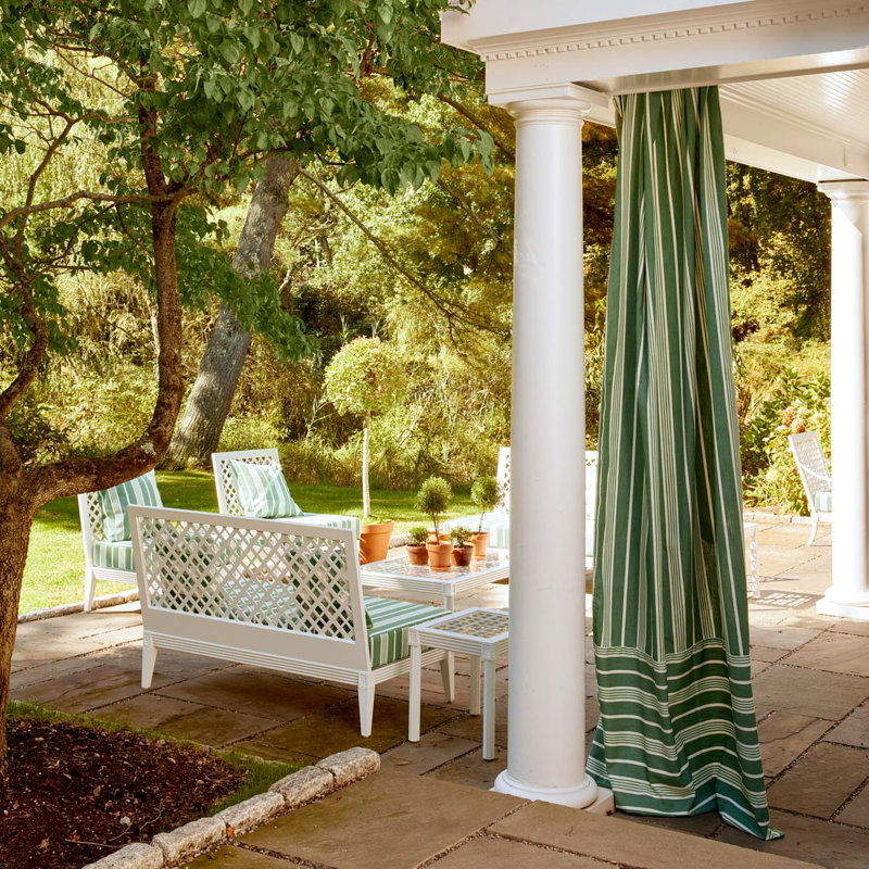 Schumacher x Mary McDonald Hampton Stripe Indoor/Outdoor Fabric, Emerald