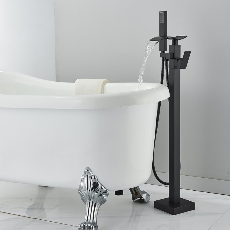 Floor Freestanding Tub Filler with Diverter, Matte Black