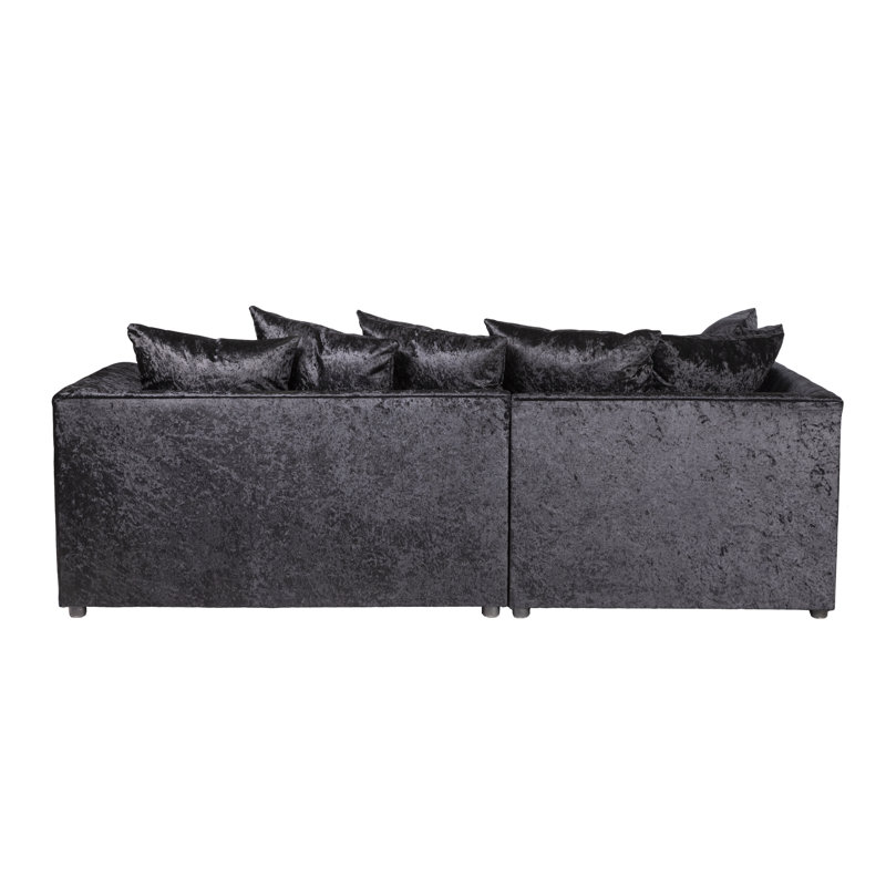 Romelia 3 Seater Velvet Sofa & Chaise, Left Hand Facing, Black