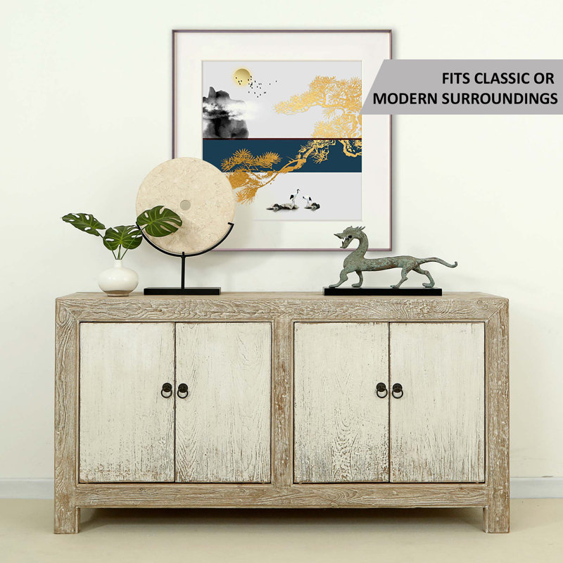 Lewie 67'' W Solid Wood Buffet, Antique Off White