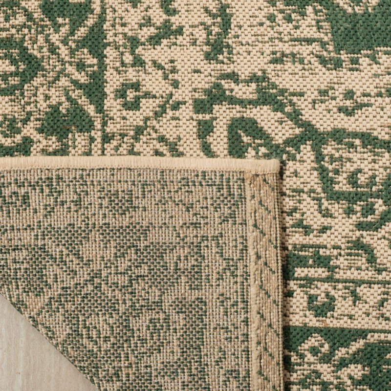 Danya Oriental Green/Cream Indoor/Outdoor Area Rug, Rectangle 8' x 10'