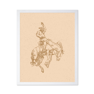 Beige cowboy à cheval