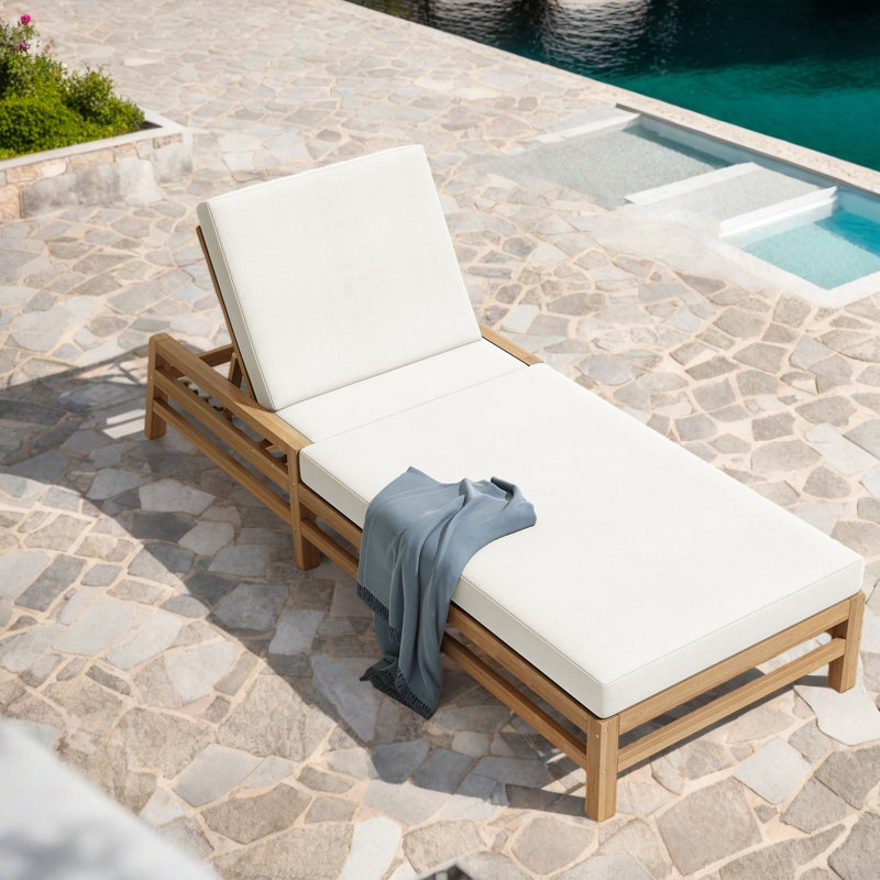 Chaise longue de patio réglable en bois, design moderne pour la détente