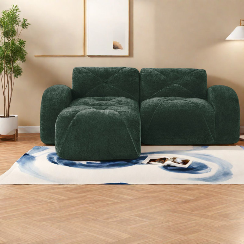 Canapés en velours peu encombrants, design moderne vert, multifonctionnels pour un usage domestique