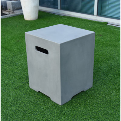 20" Light Grey Square Concrete Propane Tank Cover Holds 25 lb. Tank