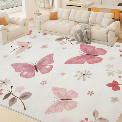 Tapis crème crème rose imperméable, facile à nettoyer, lavable à la machine, doux et confortable; convient aux tapis de porte, aux cuisines, aux salons, aux chambres à coucher, aux couloirs et aux buanderies. Tapis facile à nettoyer et durable pour la décoration intérieure.