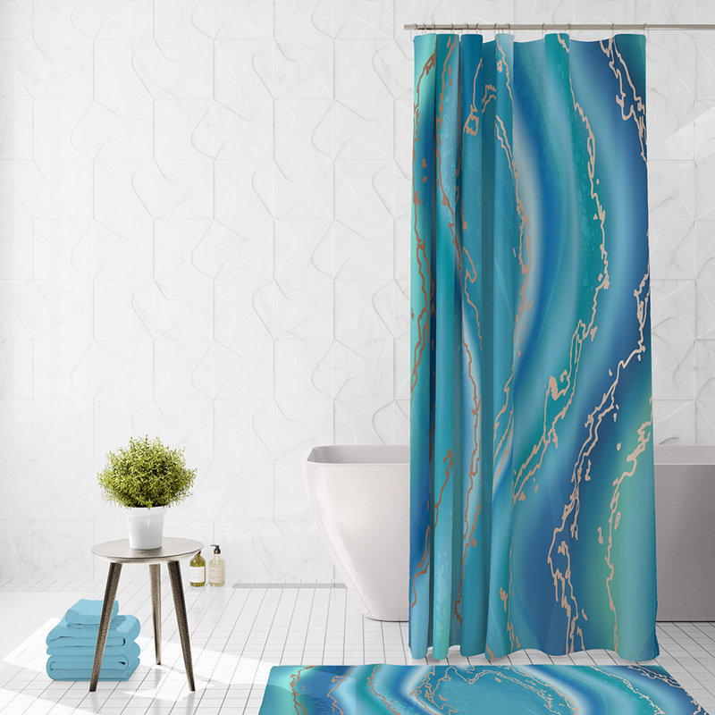Liranzo Abstract Shower Curtain, 93" H x 70" W