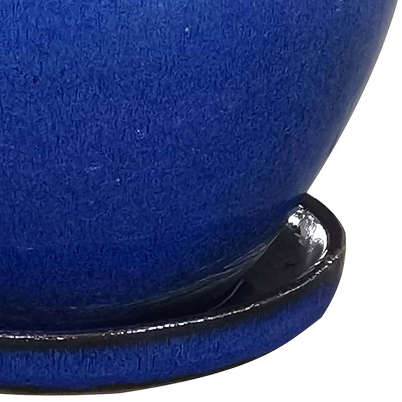 Pot à fleur en céramique avec soucoupe 12 pouces de diamètre Cron Wisteria, bleu