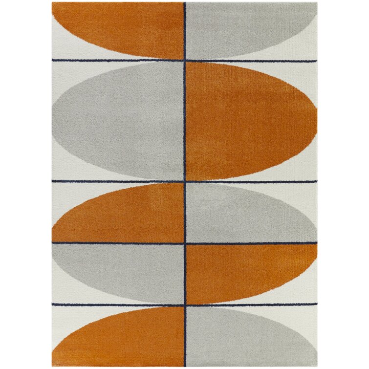 Tan Felt Rug with Brown and Orange Shapes with Orange or Grey Trim – AIDAI  design