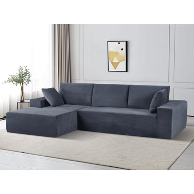 CozyForm Convertible Sectional Sofa in Soft Corduroy, Modern Comfy Couch with Full Foam Cushioning, Cozy Sleeper Sectional for Living Room, Bedroom, No Assembly Required, Ginger Yellow - left Facing