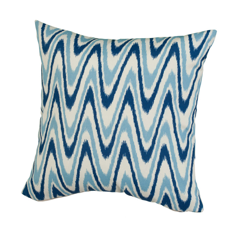 Chevron Outdoor Reversible Throw Pillow, 24" H x 24" W x 5" D, Blue