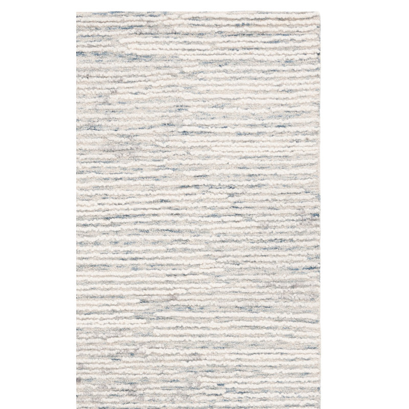 Twaina Abstract Hand Tufted Wool/Cotton Abstract Rug in Ivory/Blue, Rectangle 5' x 8'