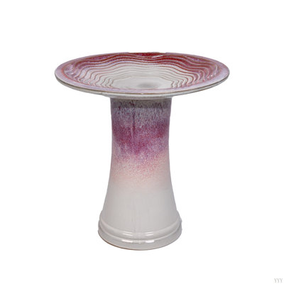 Bain d'oiseaux en céramique pour patio, jardin - rose ombré