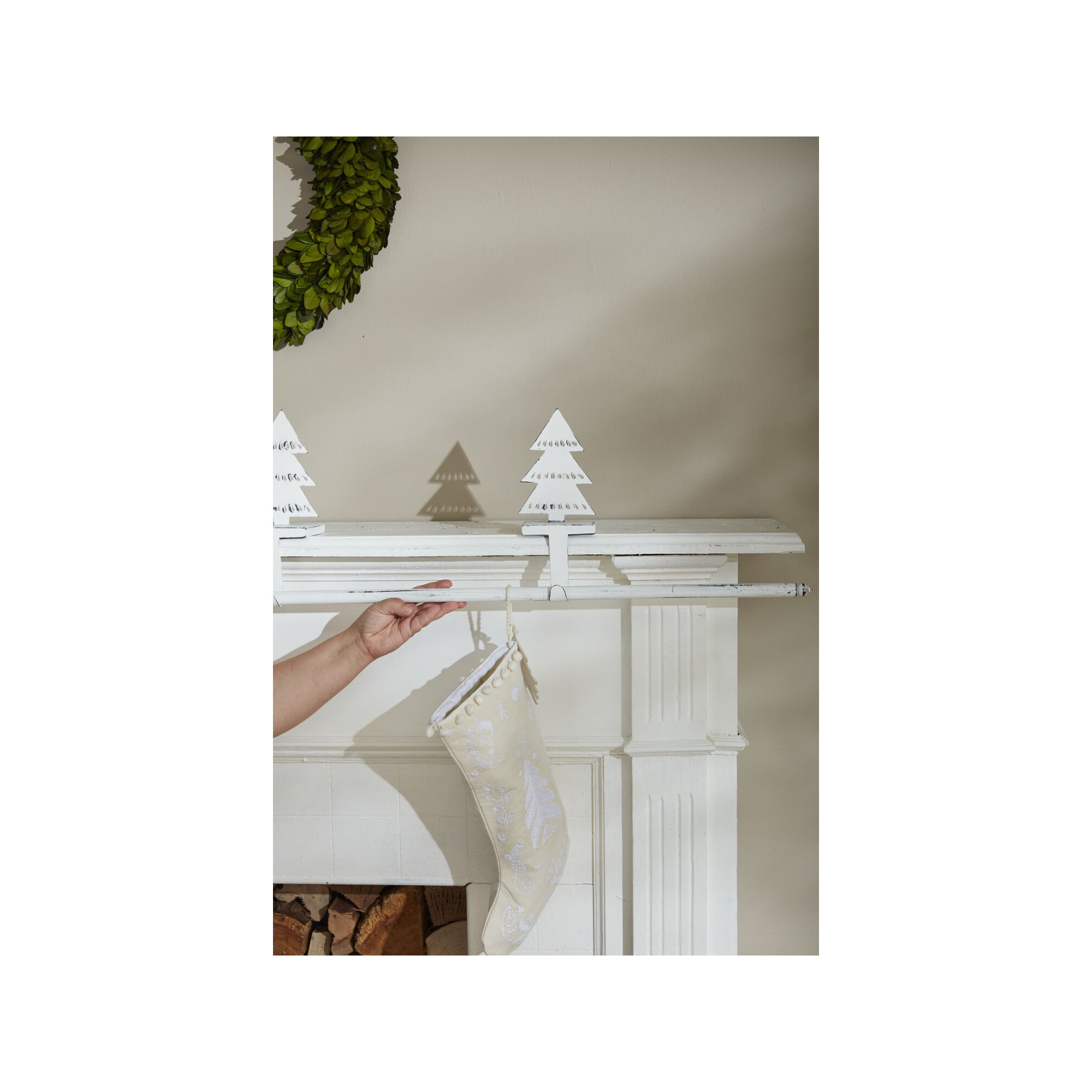 Pine Tree Stocking Holder, White
