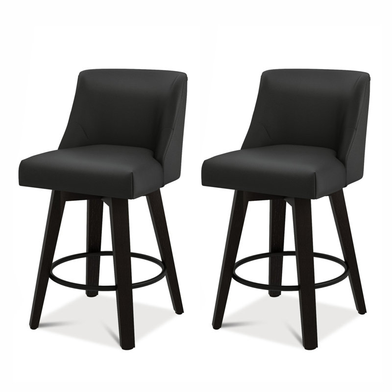Malakeh Swivel Counter & Bar Stool, Charcoal Black, Counter Stool (26" Seat Height)
