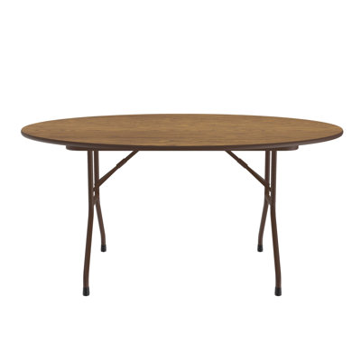 Correll 48 Round, Commercial Folding Table, Walnut Thermal Fused Laminate Top Heavy 3/4 Core, , Portable, Strong Steel Apron