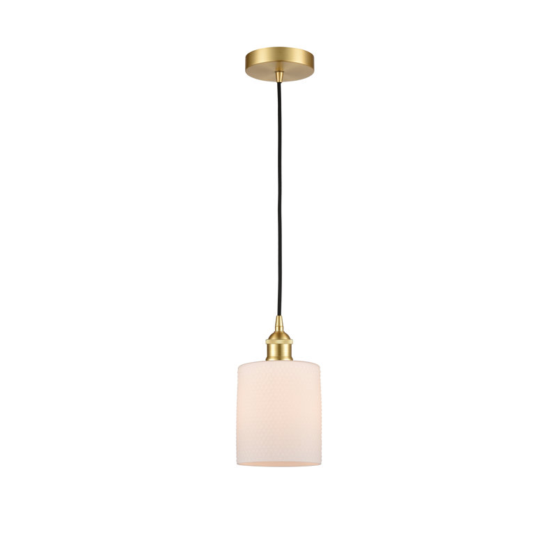 Malcolm 1 - Light Single Drop Pendant Pendant, 9.75" H x 5" W x 5" D, Satin Gold, Matte White