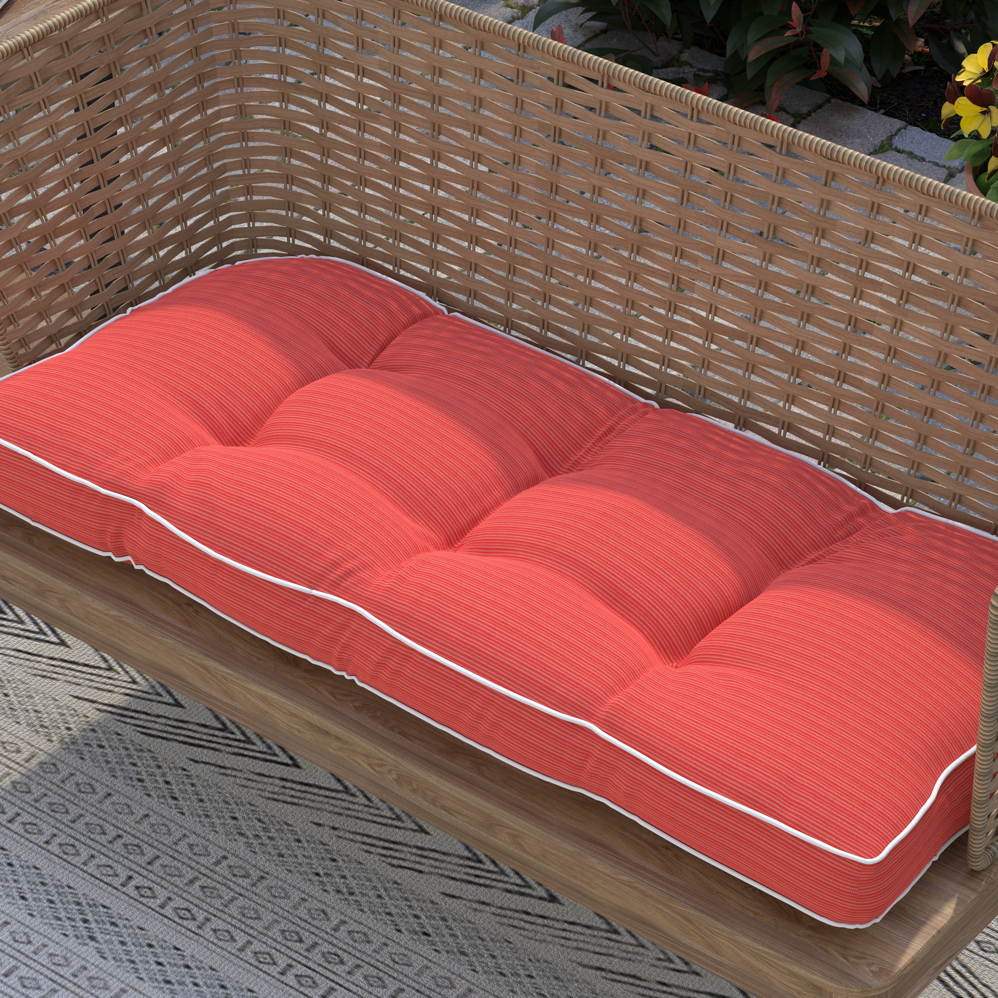 Loveseat Red Outdoor Bench Cushions Red Barrel Studio® Imauri