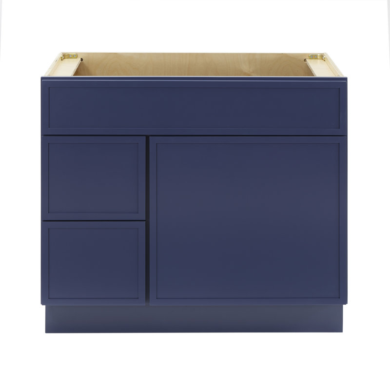 Armoire de rangement autoportante à 2 tiroirs en contreplaqué de bouleau 36 po avec porte à fermeture en douceur, Bleu