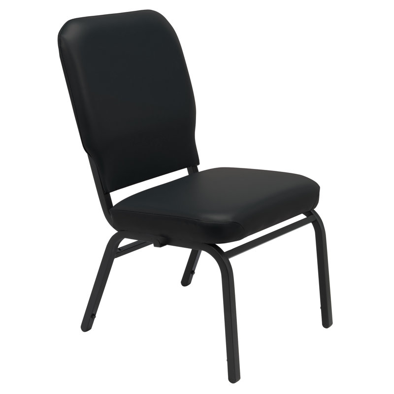 Chaise empilable robuste avec coussin 1040 Series, Noir, Vinyle noir, Sans accoudoirs