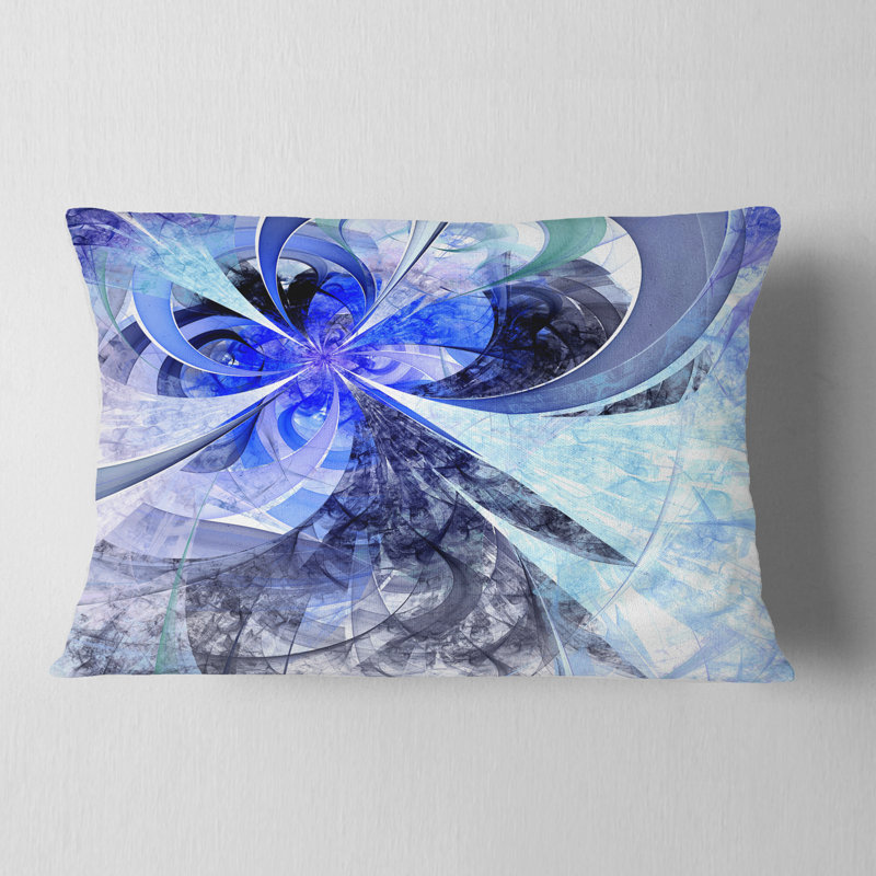 Coussin décoratif à motif floral bleu et blanc avec motif floral