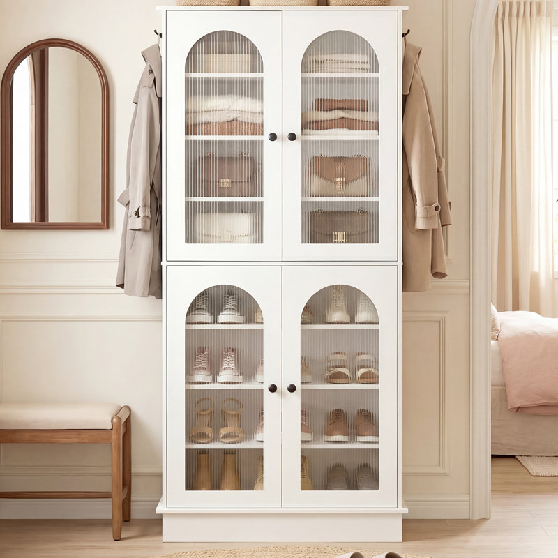 32 Pair Shoe Cabinet With Adjustable Shelves, 68.9" Tall Storage Cabinet for Entryway, Closet, Living Room, Dorm