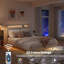Structure de lit double avec lumière DEL et base de lit tapissier avec tête de lit et espace de rangement caché, aucun sommier nécessaire-1390104066