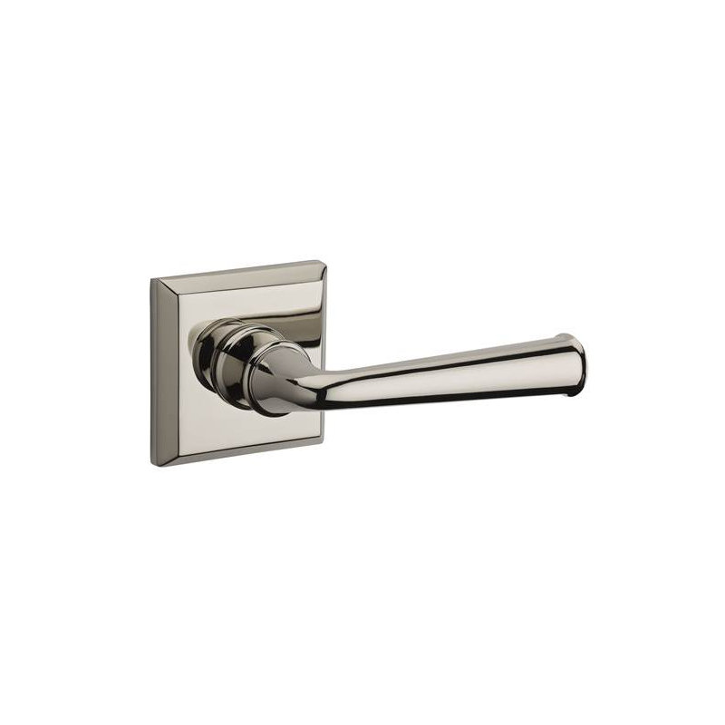 Federal Passage  Door Lever with Traditional Square Rose, Right, Polished Nickel