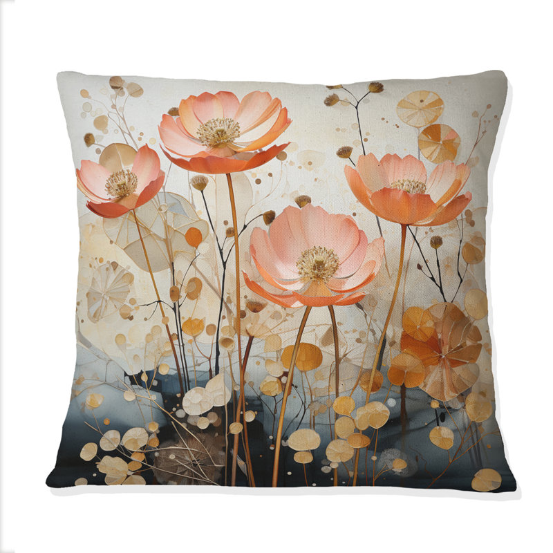 Coussin Peach Blossoming Abstractions II - Abstract Botanicals