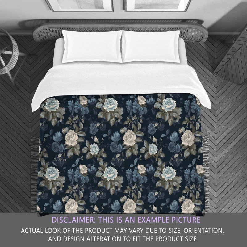 Machine Printed Comforter, King Comforter, Gray/Navy Floral