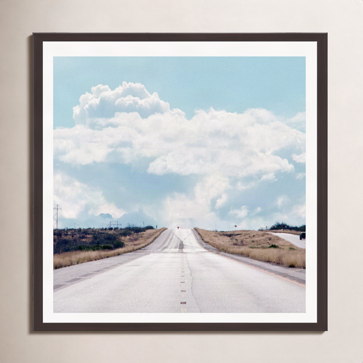 Urbino "The Travelers Road and Clouds" Print, 20" H x 20" W x 0.75" D, Espresso Single Picture Framed, Yes