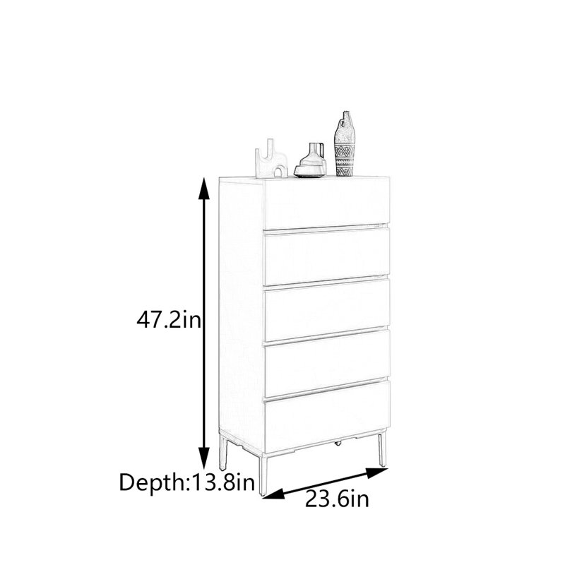 Five-Drawer Entryway Cabinet, Purple
