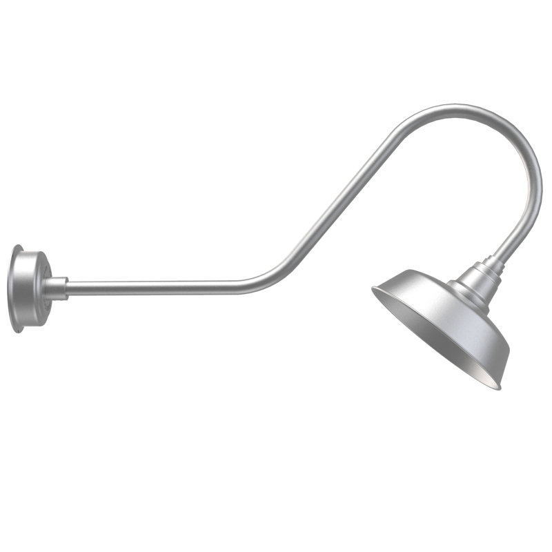 Luminaire de grange d’extérieur à del Vandervliet, H 12 po x l 12 po x P 36 po, Argent galvanisé