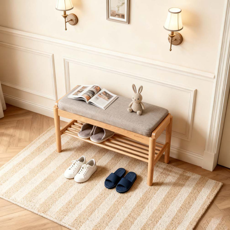 Solid Wood Shoe Bench