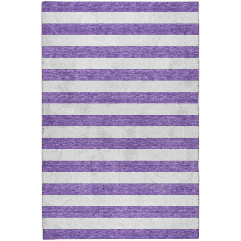 Premium Machine Washable Dream Shag ADS528 Striped Rug, 10' x 14', Purple