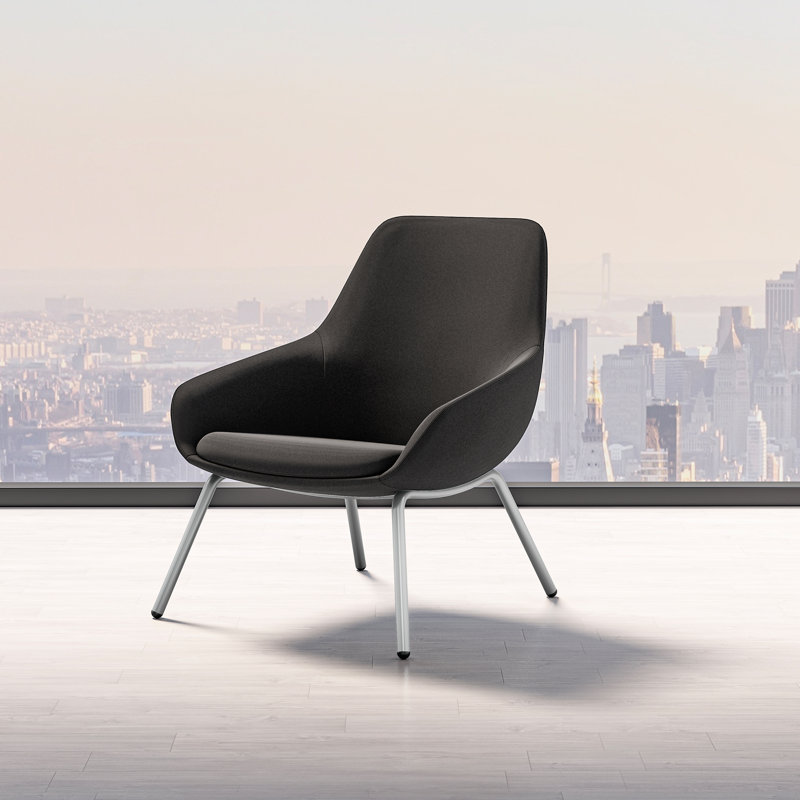 Lilly Upholstered Lounge Chair from 9to5 Seating, Silver, Black Polyester