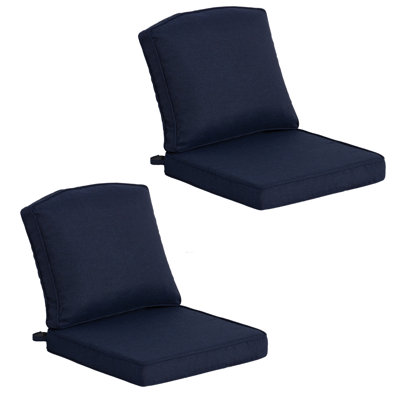 20" x 21.5" Outdoor/Indoor Deep Seat Patio Chair Cushions with Strap (Set of 2) - Water Resistant Design